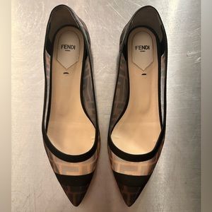 Fendi Colibrì FF motif mesh ballerina flats.